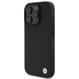 BMW Signature læder Diamond Metal Logo MagSafe Case til iPhone 16 Pro Max - sort