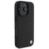 BMW Signature læder Diamond Metal Logo MagSafe Case til iPhone 16 Pro Max - sort