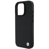 BMW Signature læder Diamond Metal Logo MagSafe Case til iPhone 16 Pro Max - sort