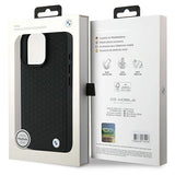 BMW Signature læder Diamond Metal Logo MagSafe Case til iPhone 16 Pro Max - sort