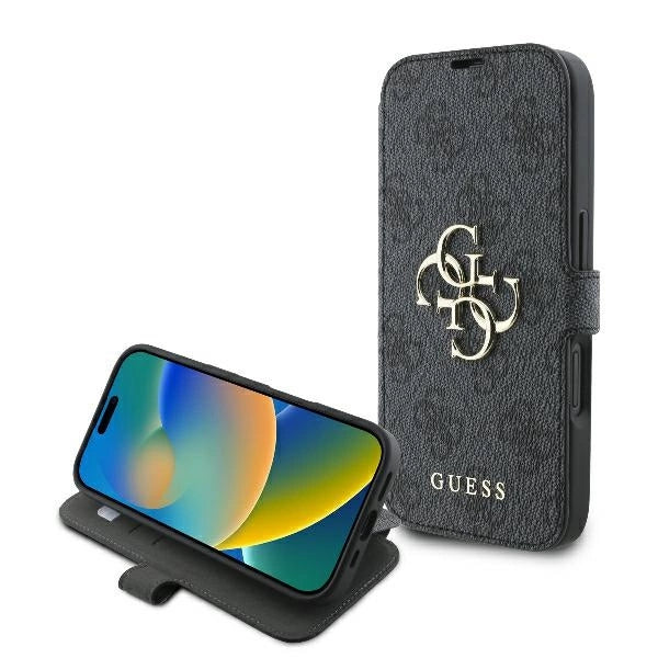 Guess 4G Metal Logo iPhone 16 Hylde - sort