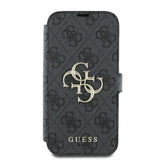 Guess 4G Metal Logo iPhone 16 Hylde - sort