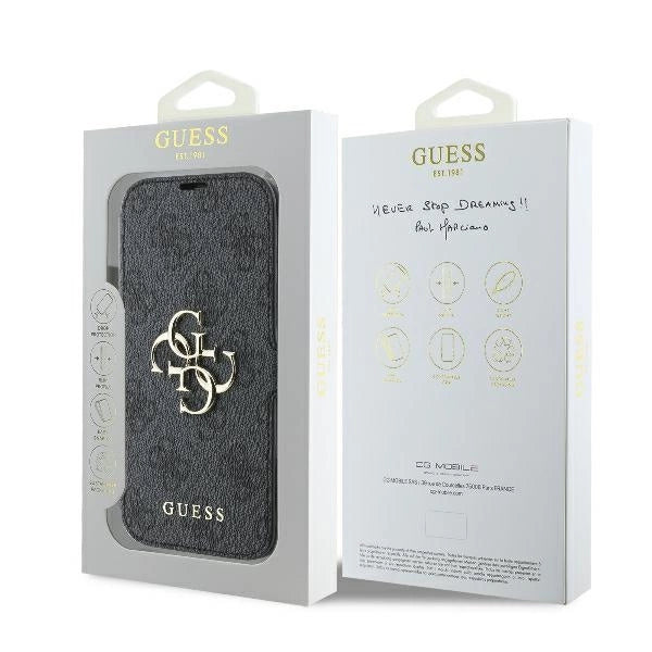 Guess 4G Metal Logo iPhone 16 Hylde - sort