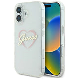 Gæt IML Heart iPhone 16 Case - gennemsigtigt