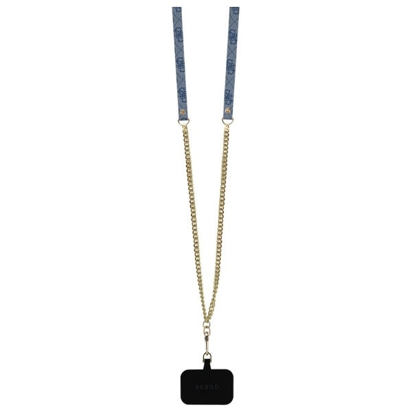 Guess læder Metal Logo Strass Crossbody Case til iPhone 16 - Blå