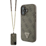 Guess lædermetall Logo Strass Crossbody Case til iPhone 16 - Brown
