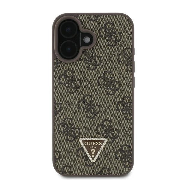 Guess lædermetall Logo Strass Crossbody Case til iPhone 16 - Brown