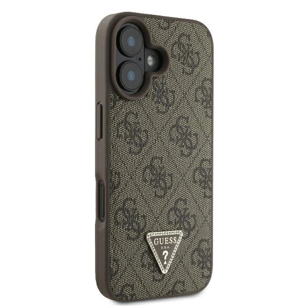 Guess lædermetall Logo Strass Crossbody Case til iPhone 16 - Brown