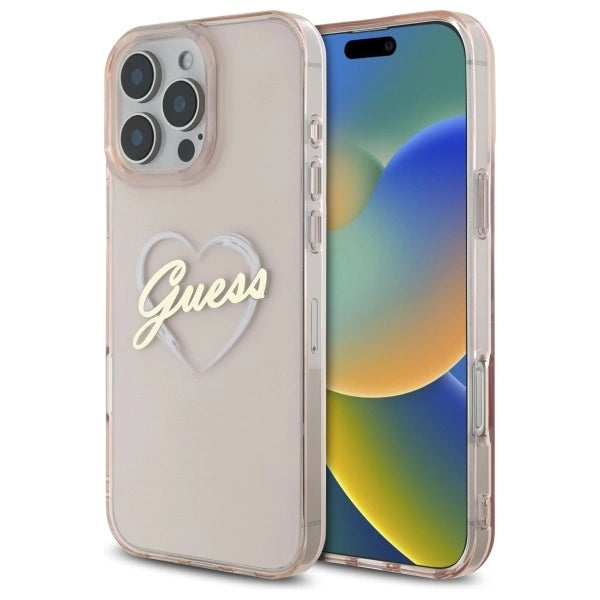 Guess IML Heart Case til iPhone 16 Pro Max - Pink