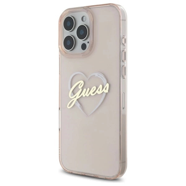 Guess IML Heart Case til iPhone 16 Pro Max - Pink