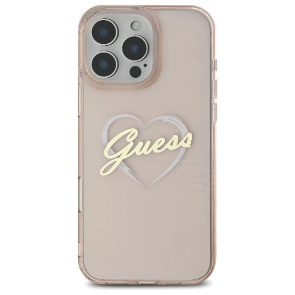 Guess IML Heart Case til iPhone 16 Pro Max - Pink