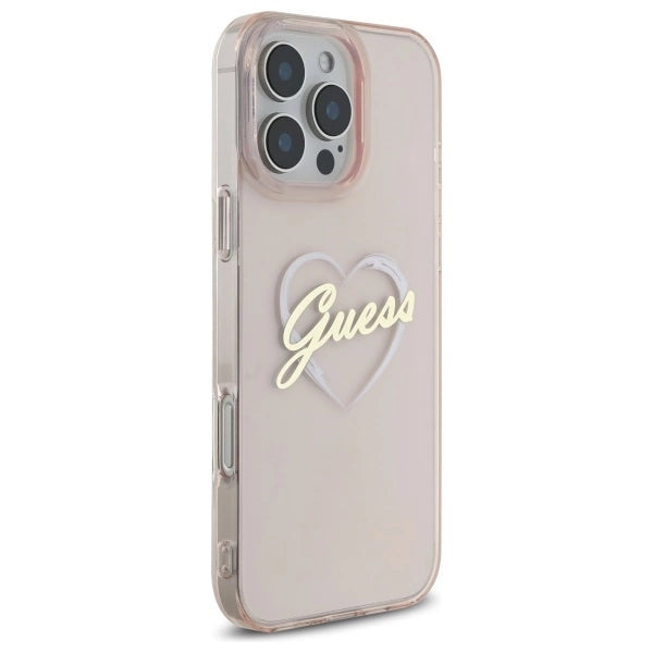 Guess IML Heart Case til iPhone 16 Pro Max - Pink
