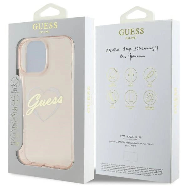 Guess IML Heart Case til iPhone 16 Pro Max - Pink