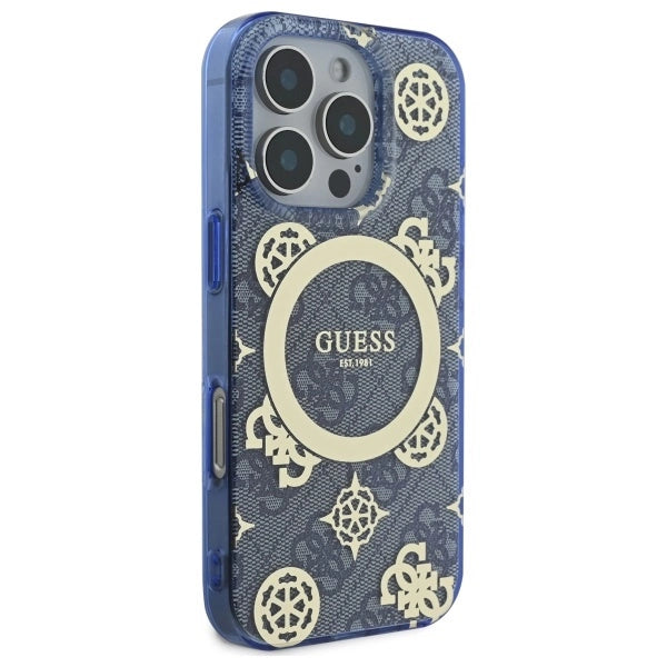 Gæt IML Peony På 4G Baggrunds MagSafe Case til iPhone 16 Pro - Blå