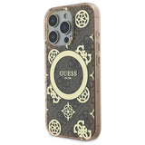 Guess IML Peony på 4G Baggrunds MagSafe Case til iPhone 16 Pro - Brunt