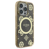 Guess IML Peony på 4G Baggrunds MagSafe Case til iPhone 16 Pro - Brunt