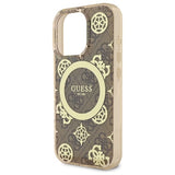 Guess IML Peony på 4G Baggrunds MagSafe Case til iPhone 16 Pro - Brunt