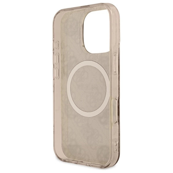 Guess IML Peony på 4G Baggrunds MagSafe Case til iPhone 16 Pro - Brunt