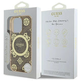 Guess IML Peony på 4G Baggrunds MagSafe Case til iPhone 16 Pro - Brunt