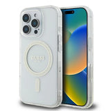 Guess GUHMP16LHFGERET iPhone 16 Pro 6.3" gennemsigtige hardcase IML Glitter Circle MagSafe
