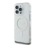 Guess GUHMP16LHFGERET iPhone 16 Pro 6.3" gennemsigtige hardcase IML Glitter Circle MagSafe