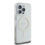 Guess GUHMP16LHFGERET iPhone 16 Pro 6.3" gennemsigtige hardcase IML Glitter Circle MagSafe