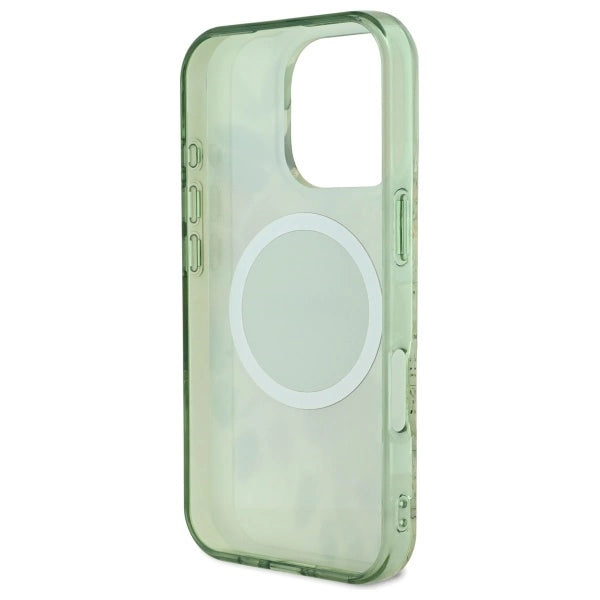 Guess IML Flower & Tonal Circle MagSafe-kasse til iPhone 16 Pro - grøn