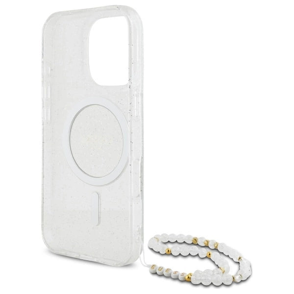 Gæt IML Glitter med Pearl Strap MagSafe iPhone 16 Pro Case - klar
