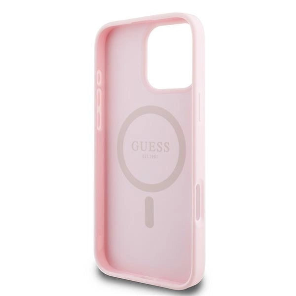 Guess Grained Ring MagSafe iPhone 16 Pro Case - Pink