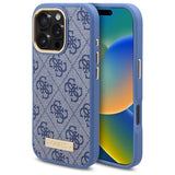 Guess 4G Logo Plate MagSafe Case til iPhone 16 Pro - Blå