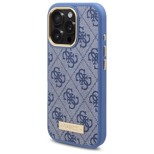 Guess 4G Logo Plate MagSafe Case til iPhone 16 Pro - Blå