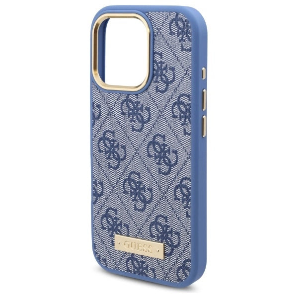 Guess 4G Logo Plate MagSafe Case til iPhone 16 Pro - Blå