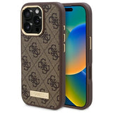 Guess 4G Logo Plate MagSafe iPhone 16 Pro Case - Brunt