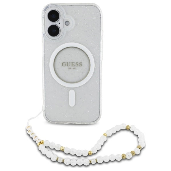 Gæt IML Glitter med Pearl Strap MagSafe iPhone 16 Plus Case - klar