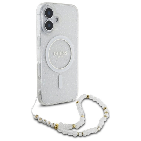 Gæt IML Glitter med Pearl Strap MagSafe iPhone 16 Plus Case - klar