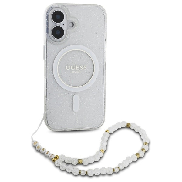Gæt IML Glitter med Pearl Strap MagSafe iPhone 16 Plus Case - klar