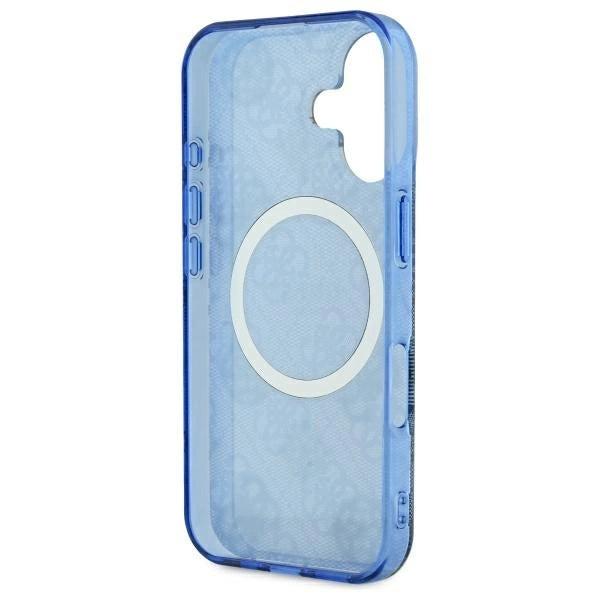 Guess IML Peony On 4G Baggrunds MagSafe-fodral til iPhone 16 - blå