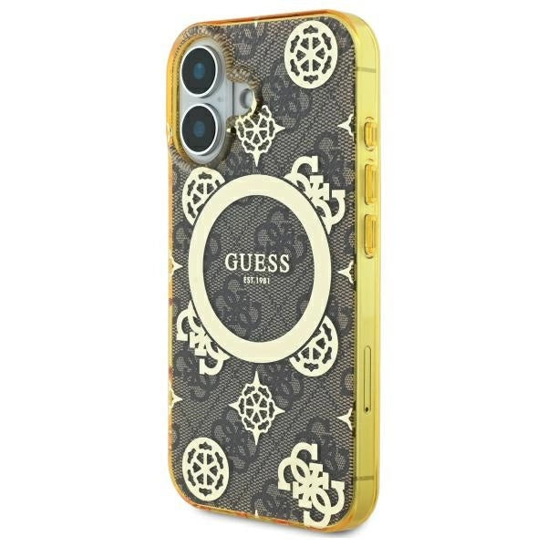 Gæt IML Peony på 4G Baggrund MagSafe iPhone 16 Case - Brown