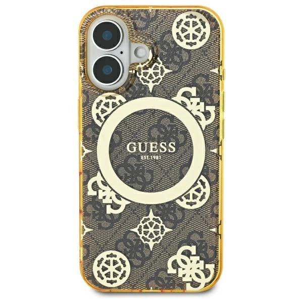Gæt IML Peony på 4G Baggrund MagSafe iPhone 16 Case - Brown