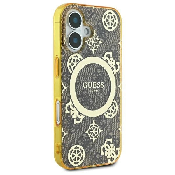 Gæt IML Peony på 4G Baggrund MagSafe iPhone 16 Case - Brown
