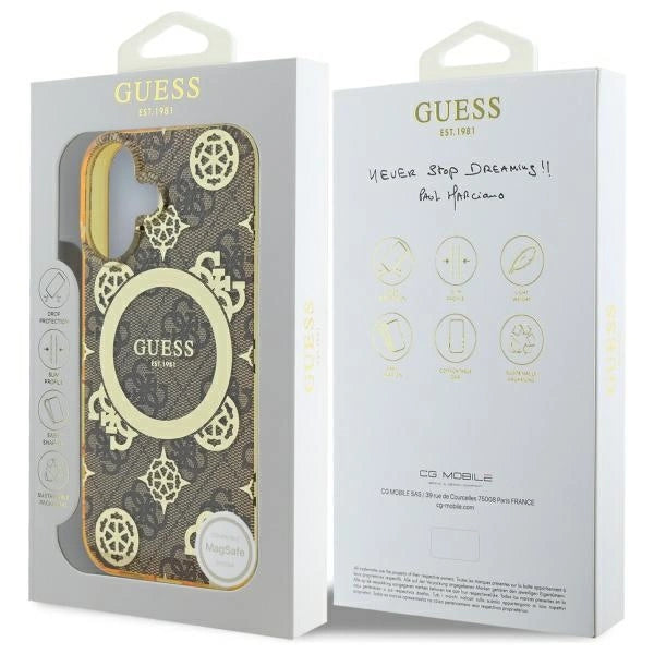Gæt IML Peony på 4G Baggrund MagSafe iPhone 16 Case - Brown