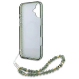 Guess IML Flowers Allover Electro med Perle Strap MagSafe-foder for iPhone 16 - grøn