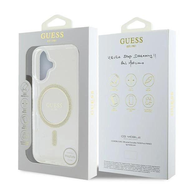 Gæt IML Glitter Circle MagSafe iPhone 16 Case - klar
