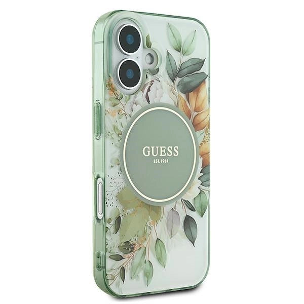 Guess IML Flower & Tonal Circle MagSafe-hylster til iPhone 16 - grønt