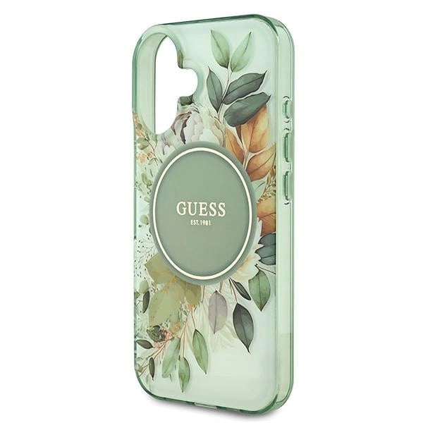 Guess IML Flower & Tonal Circle MagSafe-hylster til iPhone 16 - grønt
