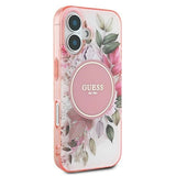 Guess IML Flower & Tonal Circle MagSafe iPhone 16 Case - Pink