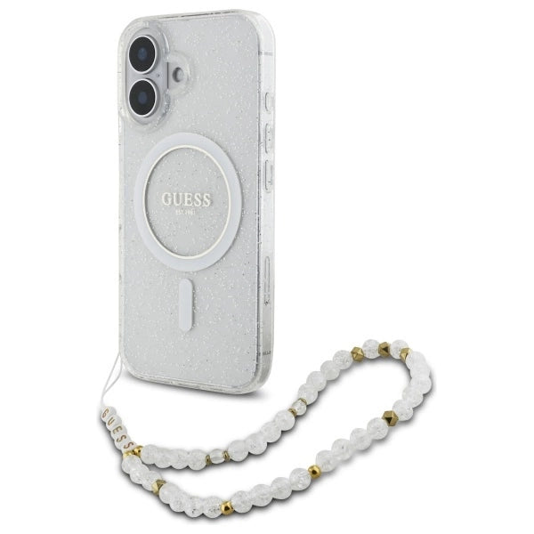 Gæt IML Glitter med Pearl Strap MagSafe iPhone 16 Case - Clear
