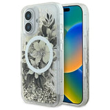 Guess Flydende Glitter Flower MagSafe iPhone 16 Case - Beige
