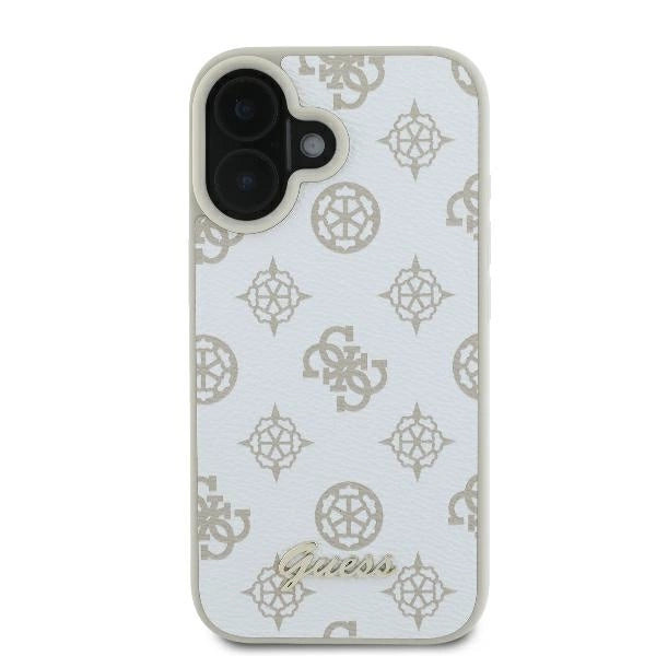 Guess Peony Script Logo MagSafe iPhone 16 Case - Hvid