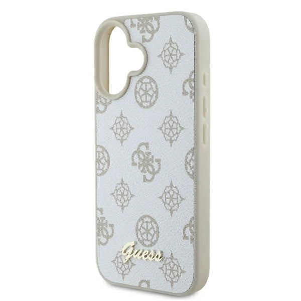 Guess Peony Script Logo MagSafe iPhone 16 Case - Hvid